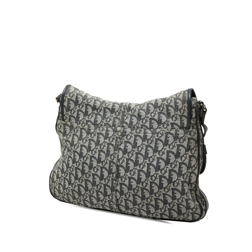 Dior Diorissimo Trotter Canvas Messenger Bag Blue Canvas Good - Back View