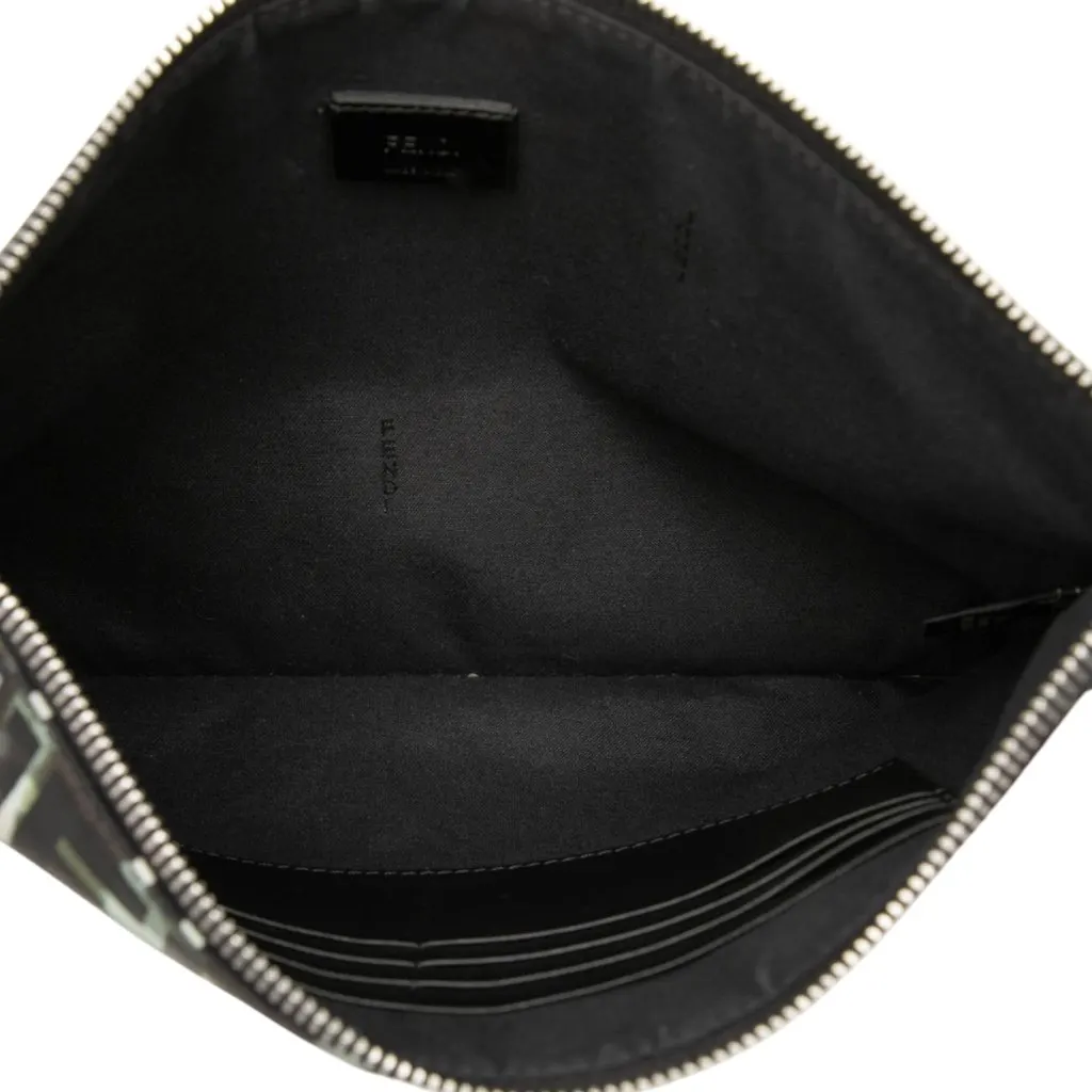 Fendi FF 1974 Nylon Camouflage Wristlet Pouch Black Polyamide Good - Model View