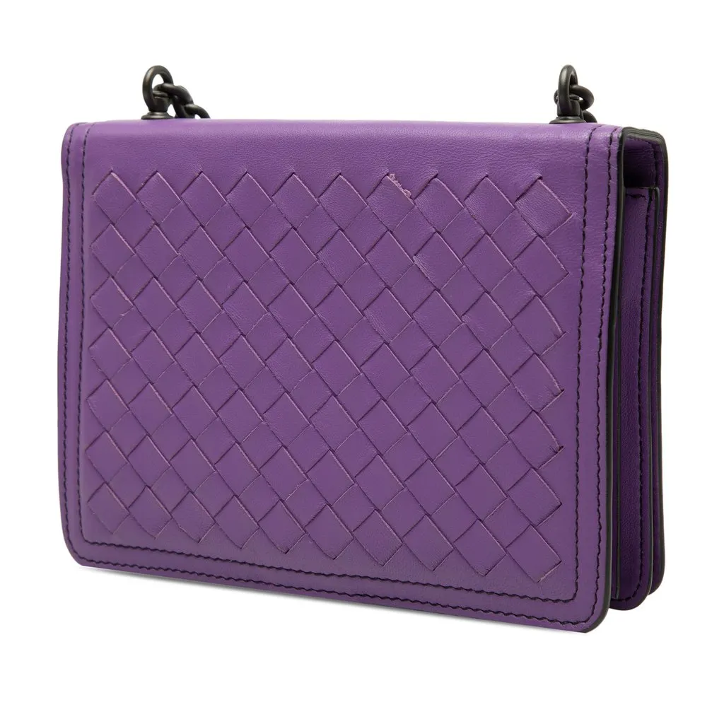 Bottega Veneta Small Nappa Intrecciato Runway Shoulder Bag Purple Leather Very good - Back View