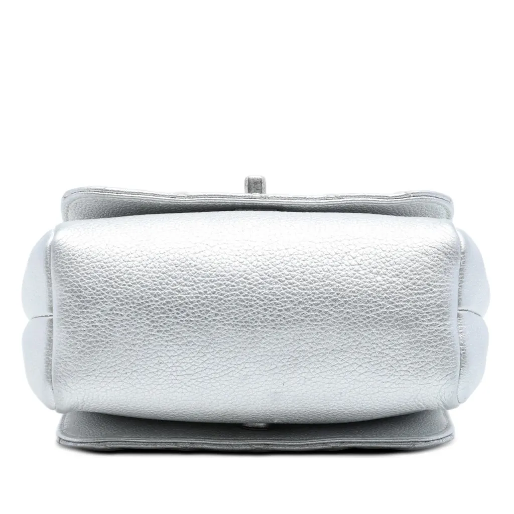 Chanel Metallic Grained Calfskin Pilot Essentials Double Sided Flap Silver Leather Very good - Inside View