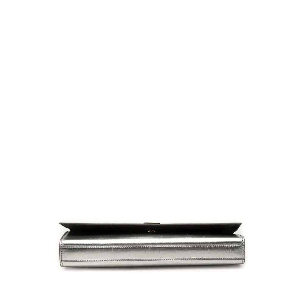 Saint Laurent Metallic Calfskin Cassandre Clutch Silver Leather Very good - Inside View