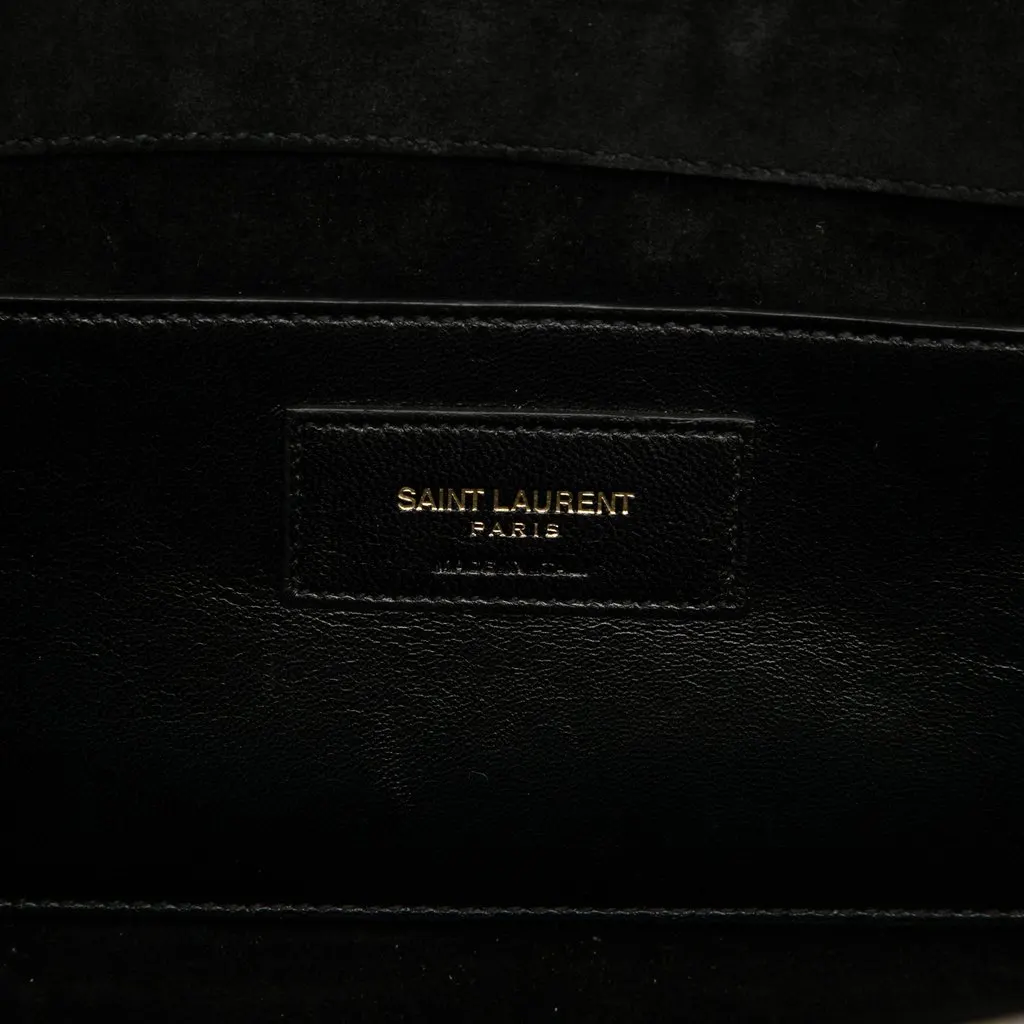 Saint Laurent Metallic Calfskin Cassandre Clutch Silver Leather Very good - Box View