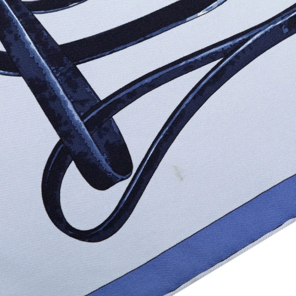 Hermès Brides Rebelles Silk Scarf 90 Blue Silk Good - Box View