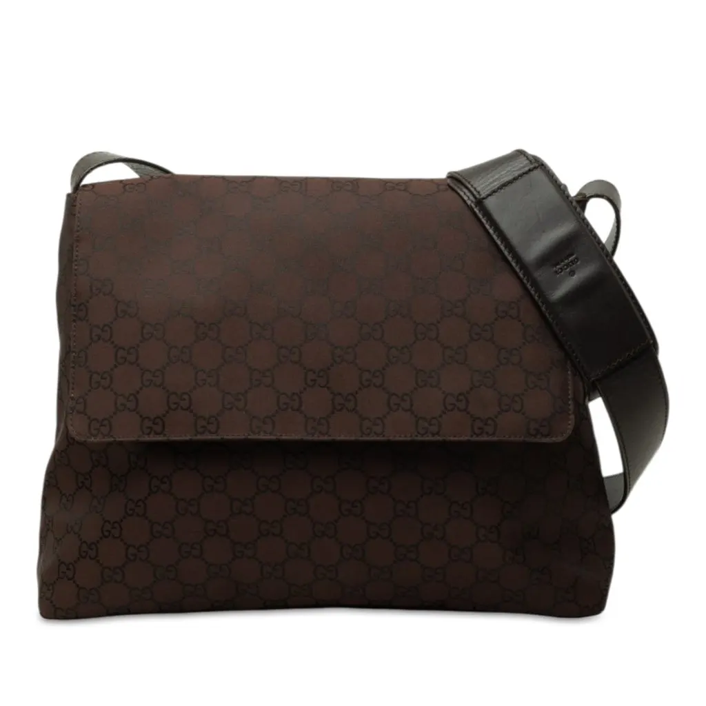 Gucci GG Nylon Crossbody Brown Polyamide Good - Front View