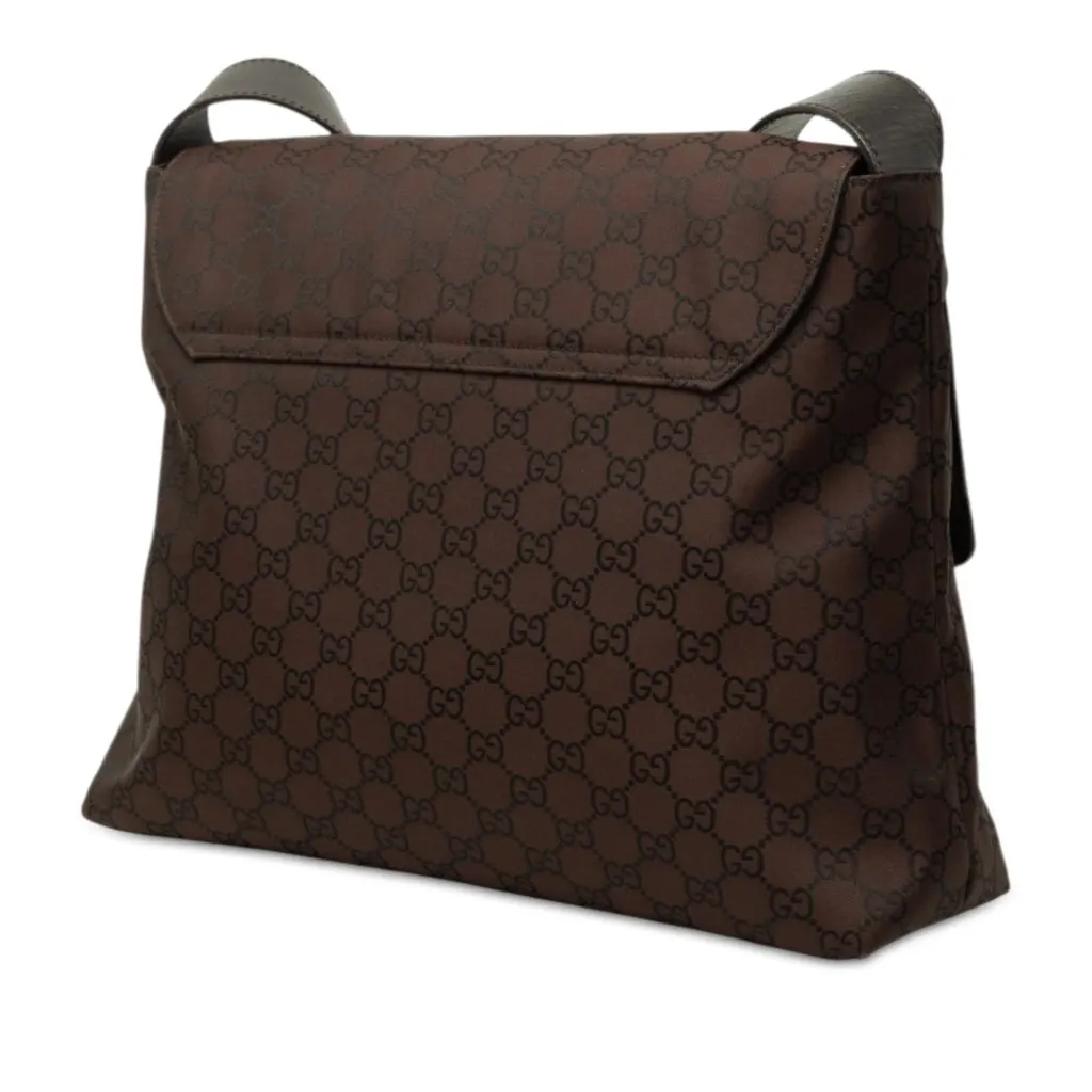 Gucci GG Nylon Crossbody Brown Polyamide Good - Back View