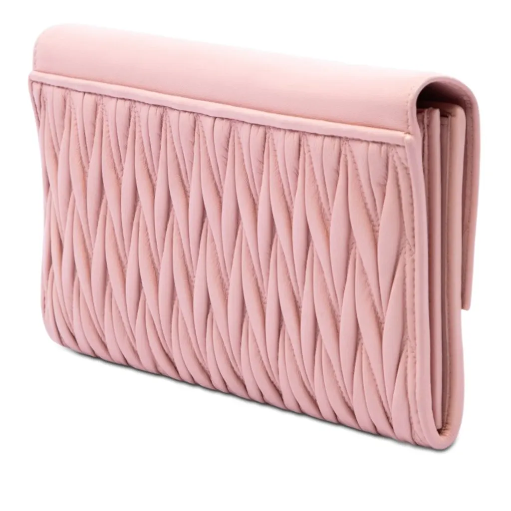 Miu Miu Matelasse Nappa Clutch Pink Leather Very good - Back View