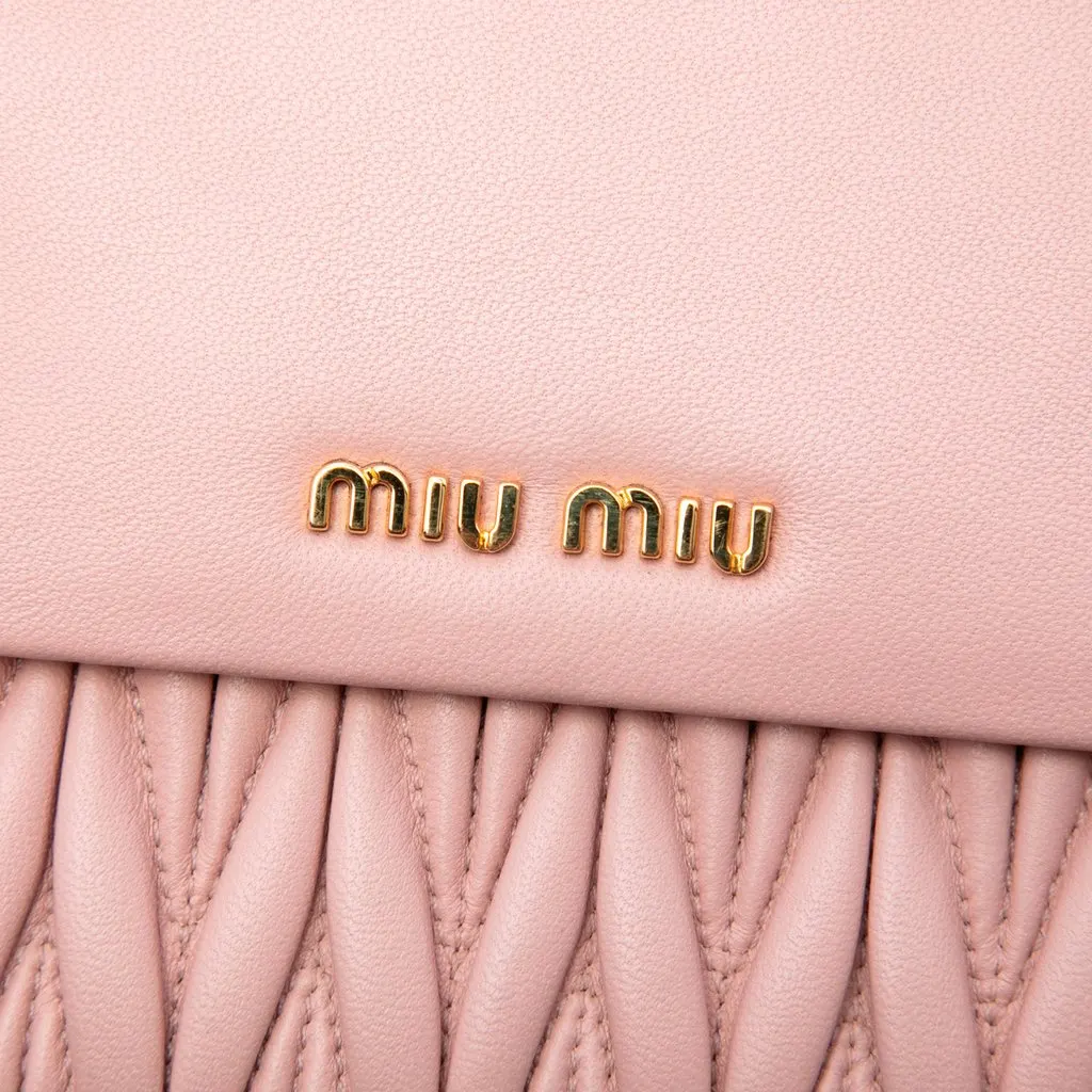 Miu Miu Matelasse Nappa Clutch Pink Leather Very good - Box View