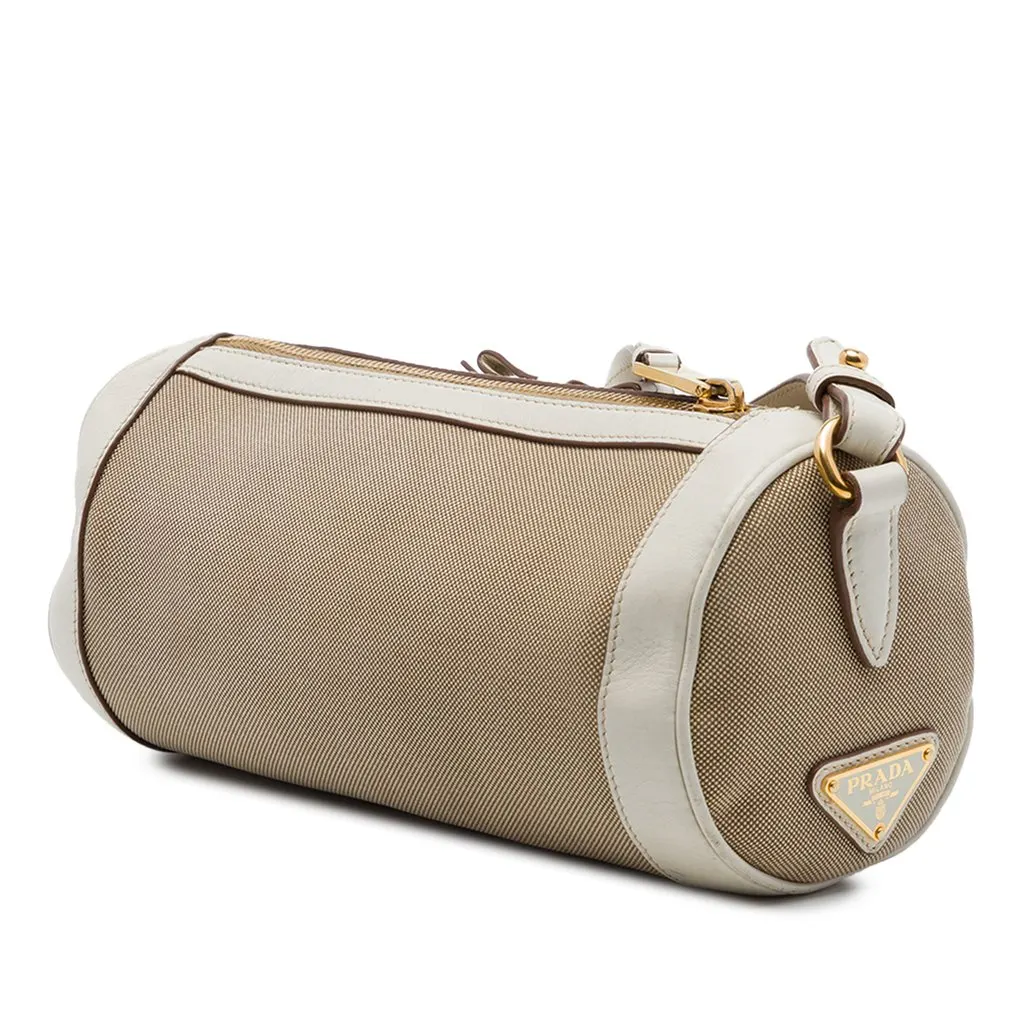 Prada Canvas Canapa Logo Bow Barrel Crossbody Beige Canvas Very good - Back View