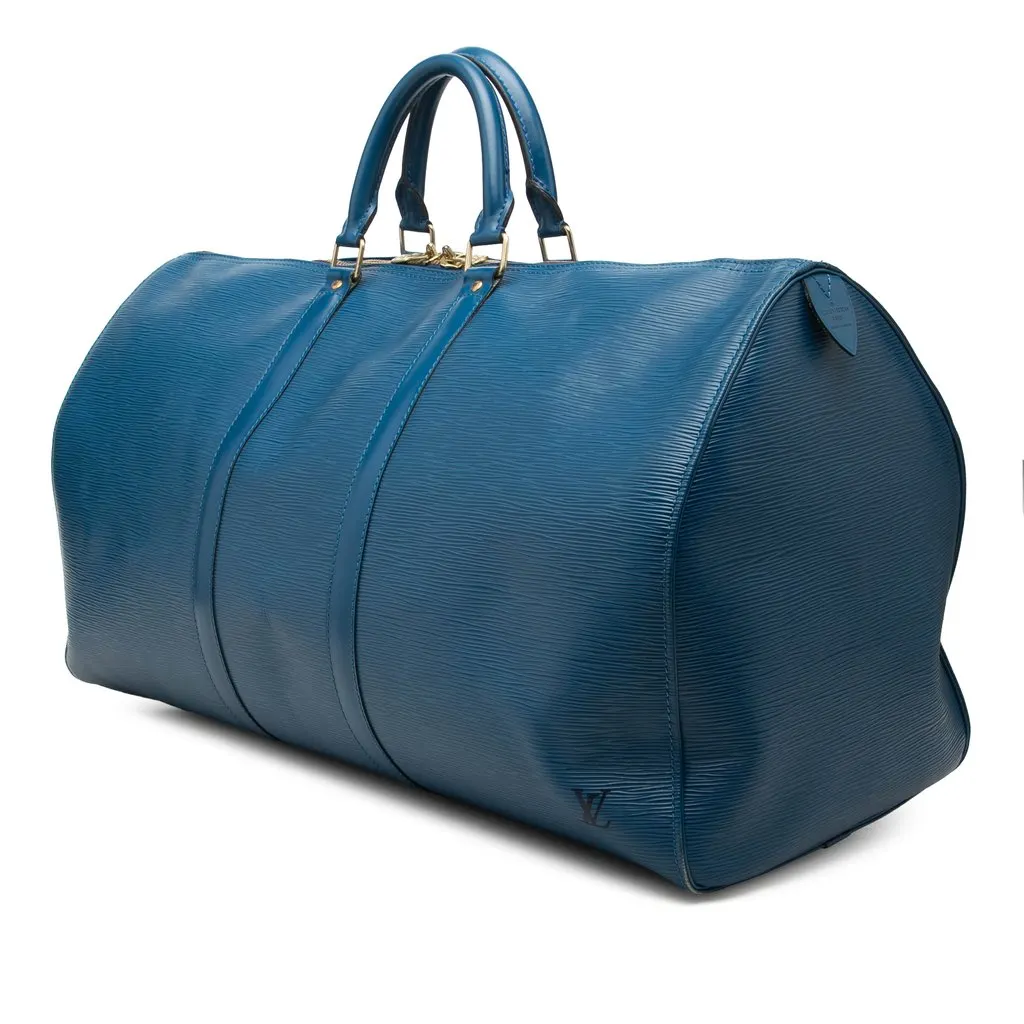 Louis Vuitton Epi Keepall 55 Blue Leather Good - Back View