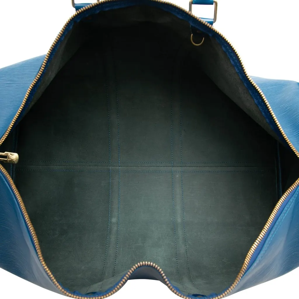 Louis Vuitton Epi Keepall 55 Blue Leather Good - Model View