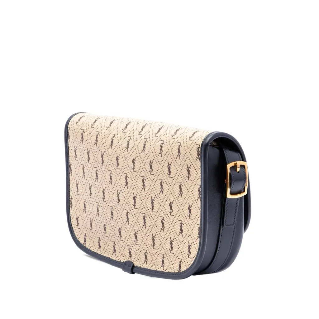 Saint Laurent Medium Canvas Monogram All Over Crossbody Beige Canvas Good - Back View