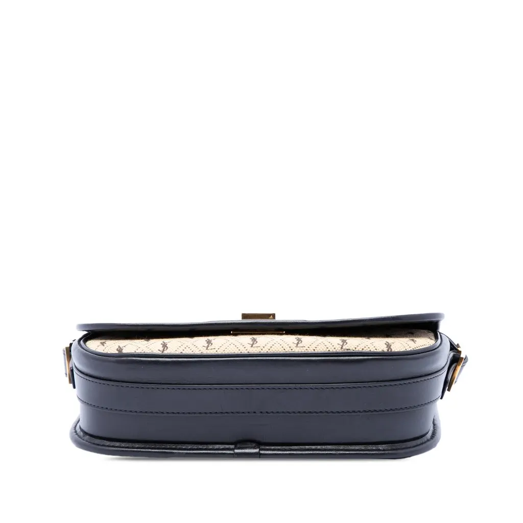 Saint Laurent Medium Canvas Monogram All Over Crossbody Beige Canvas Good - Inside View