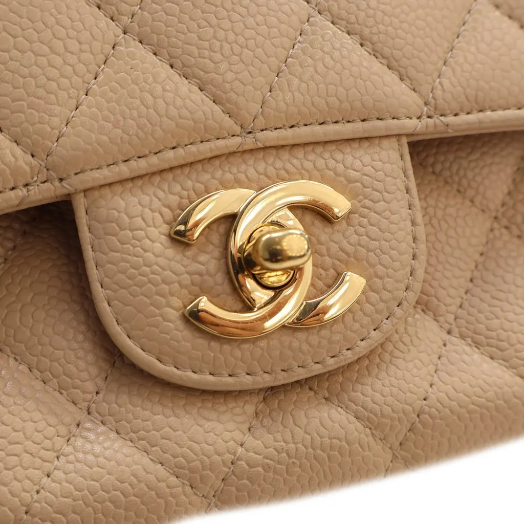 Chanel Medium Classic Caviar Double Flap Beige Leather Very good - Box View