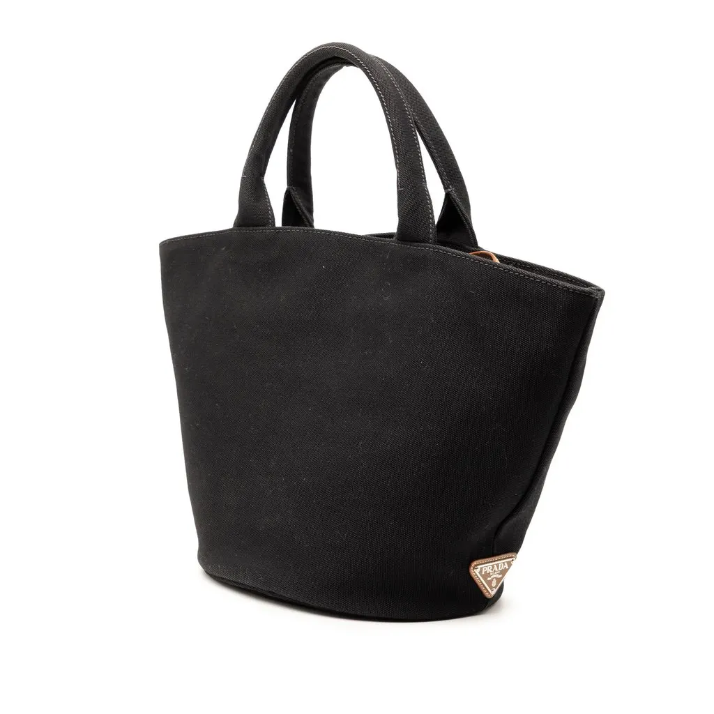 Prada Canvas Canapa Logo Satchel Black Very good - Back View