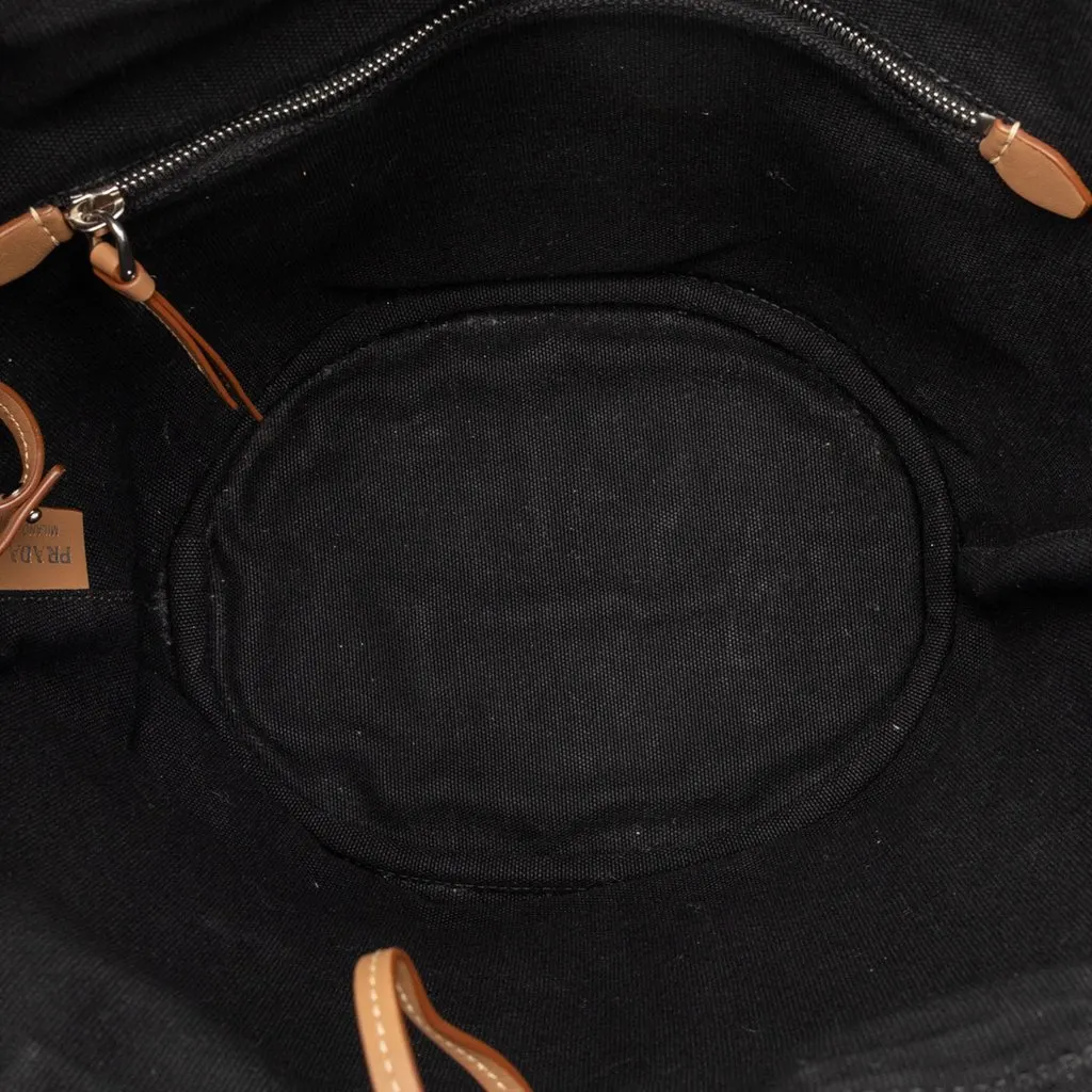 Prada Canvas Canapa Logo Satchel Black Very good - Model View