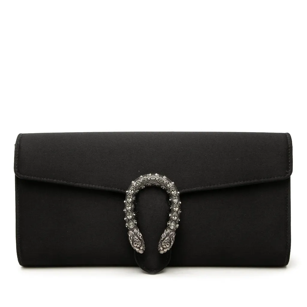 Gucci Satin Dionysus Clutch Black Very good - Front View