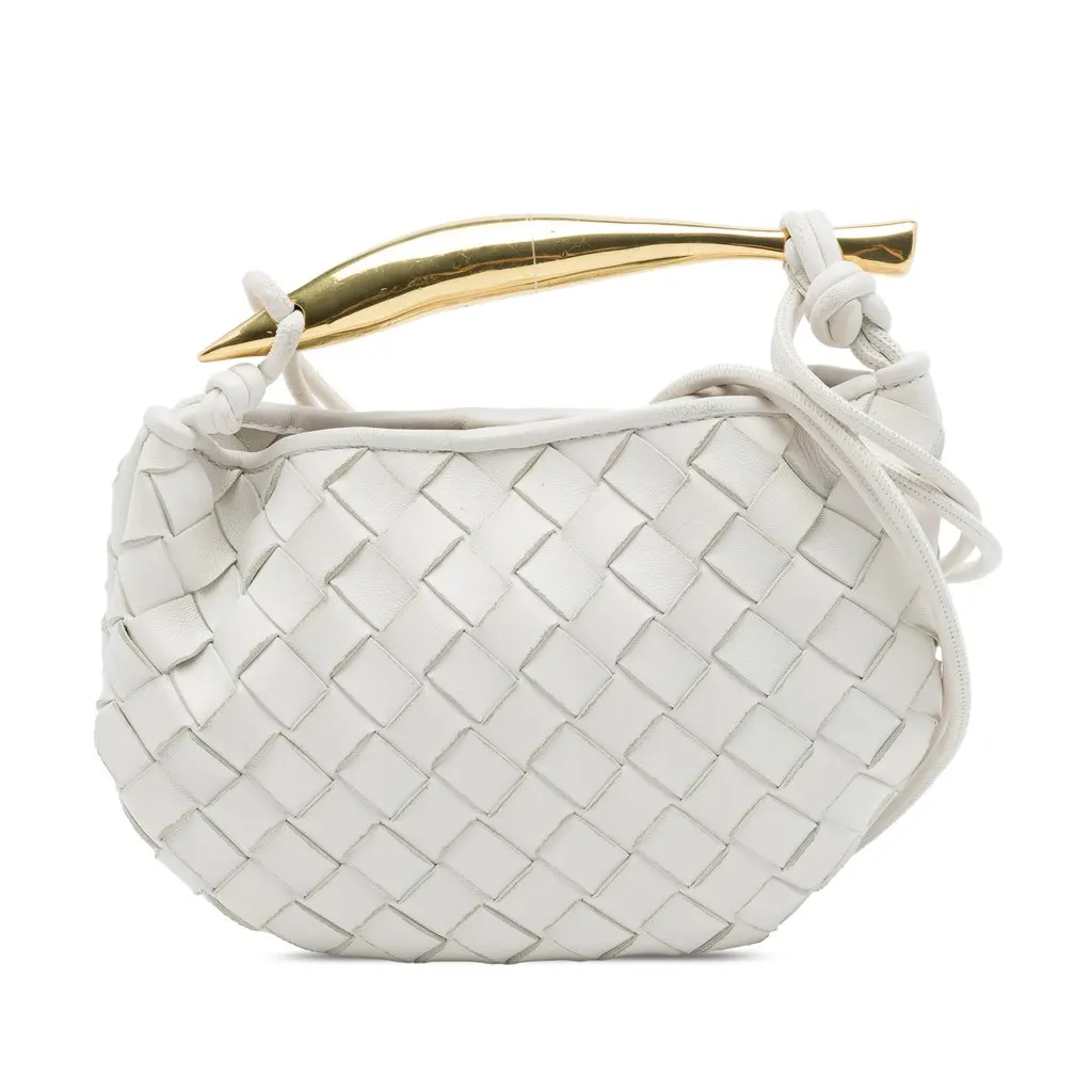 Bottega Veneta Mini Nappa Intrecciato Sardine White Leather Very good - Front View