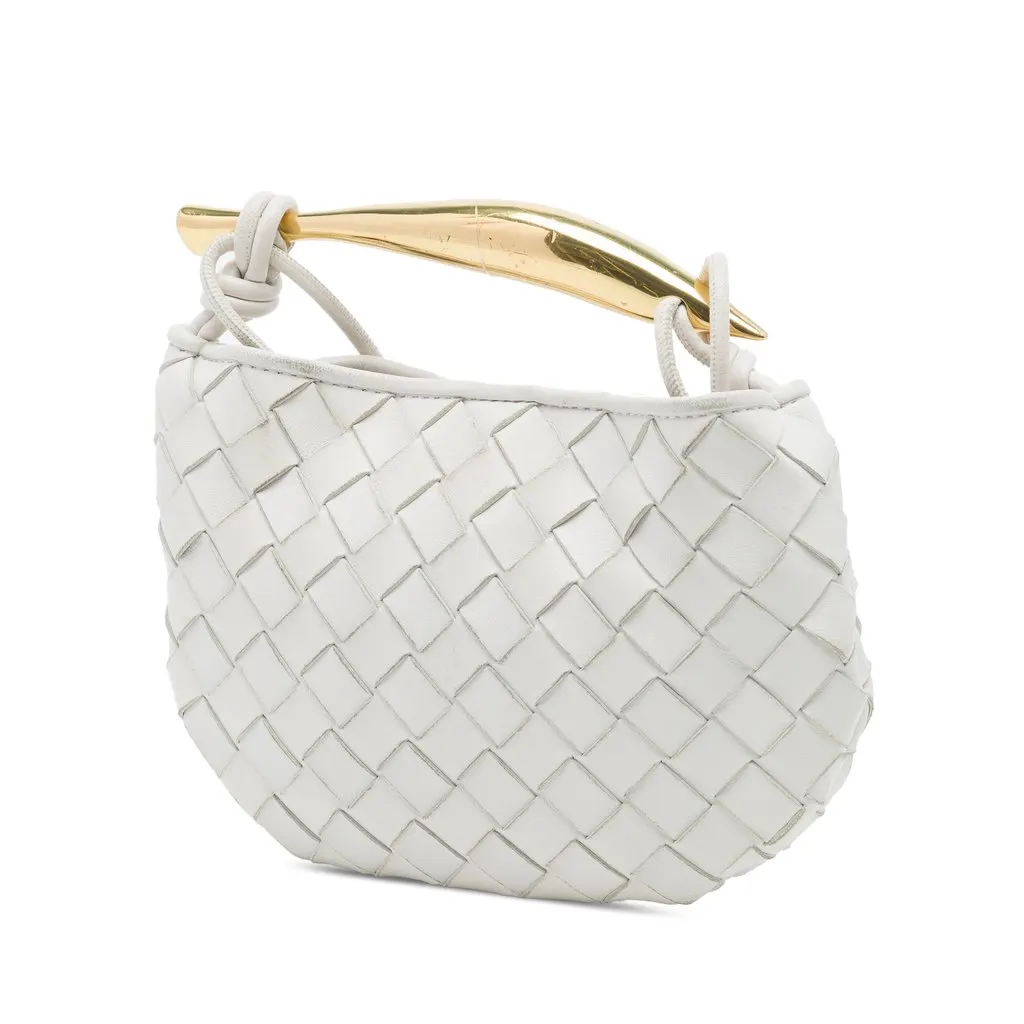 Bottega Veneta Mini Nappa Intrecciato Sardine White Leather Very good - Back View