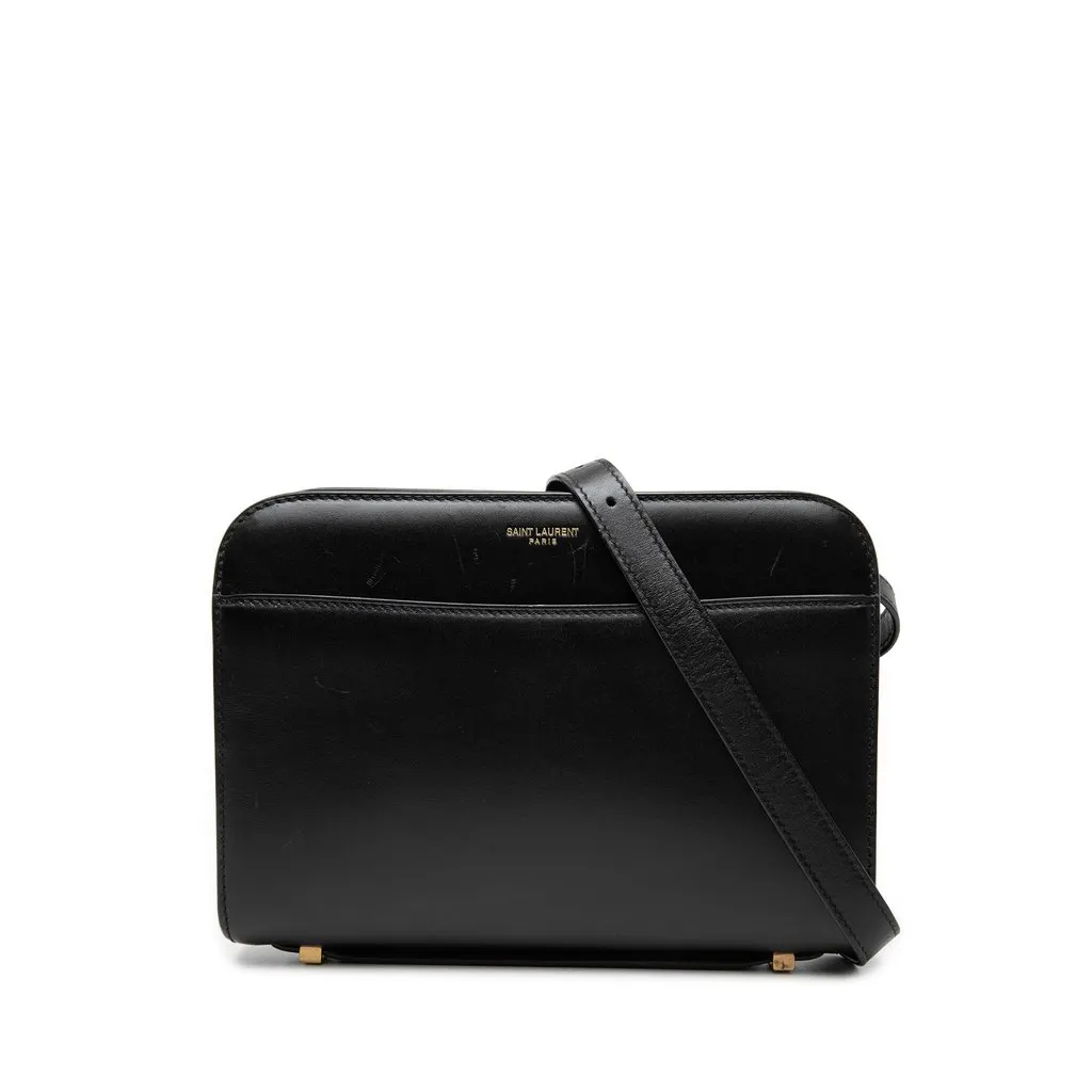 Saint Laurent Calfskin Reverse Satchel Black Leather Very good - Front View