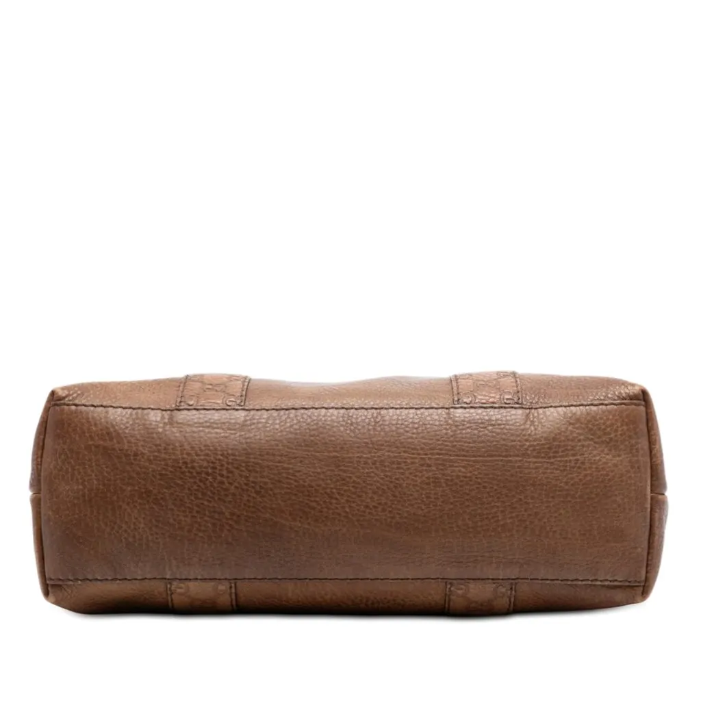 Gucci Medium Guccissima Trimmed Calfskin Bamboo Libeccio Tote Brown Leather Very good - Inside View