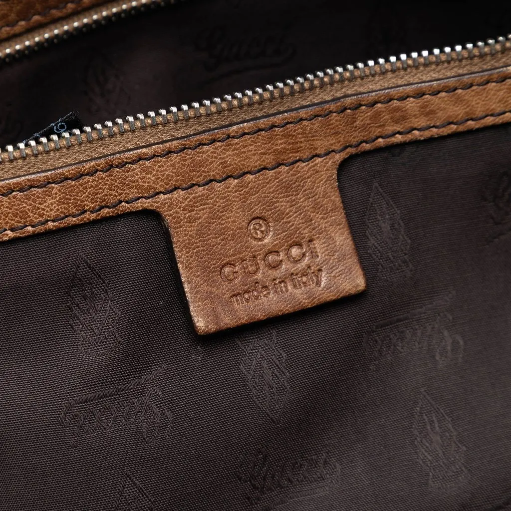 Gucci Medium Guccissima Trimmed Calfskin Bamboo Libeccio Tote Brown Leather Very good - Box View