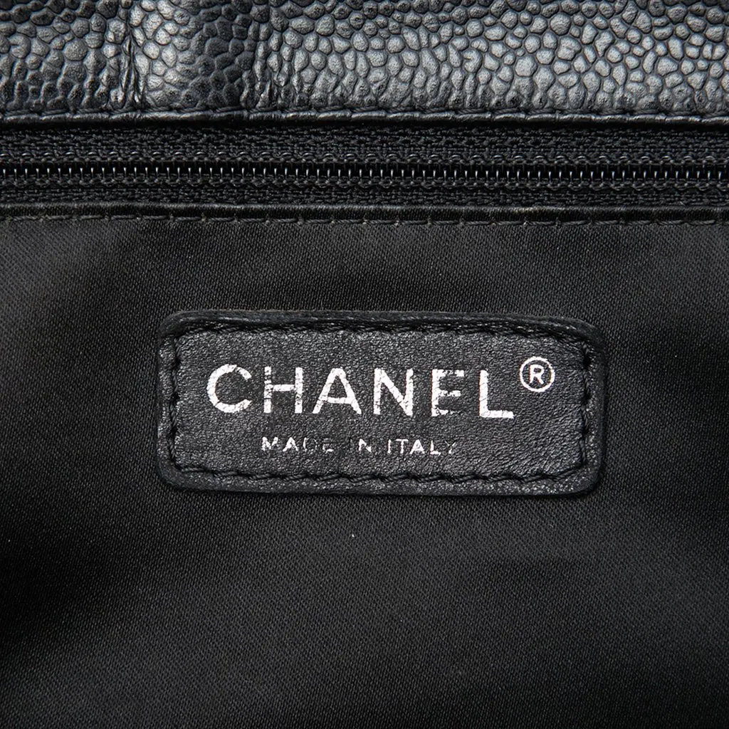 Chanel Caviar Grand Shopping Tote Black Leather Good - Box View