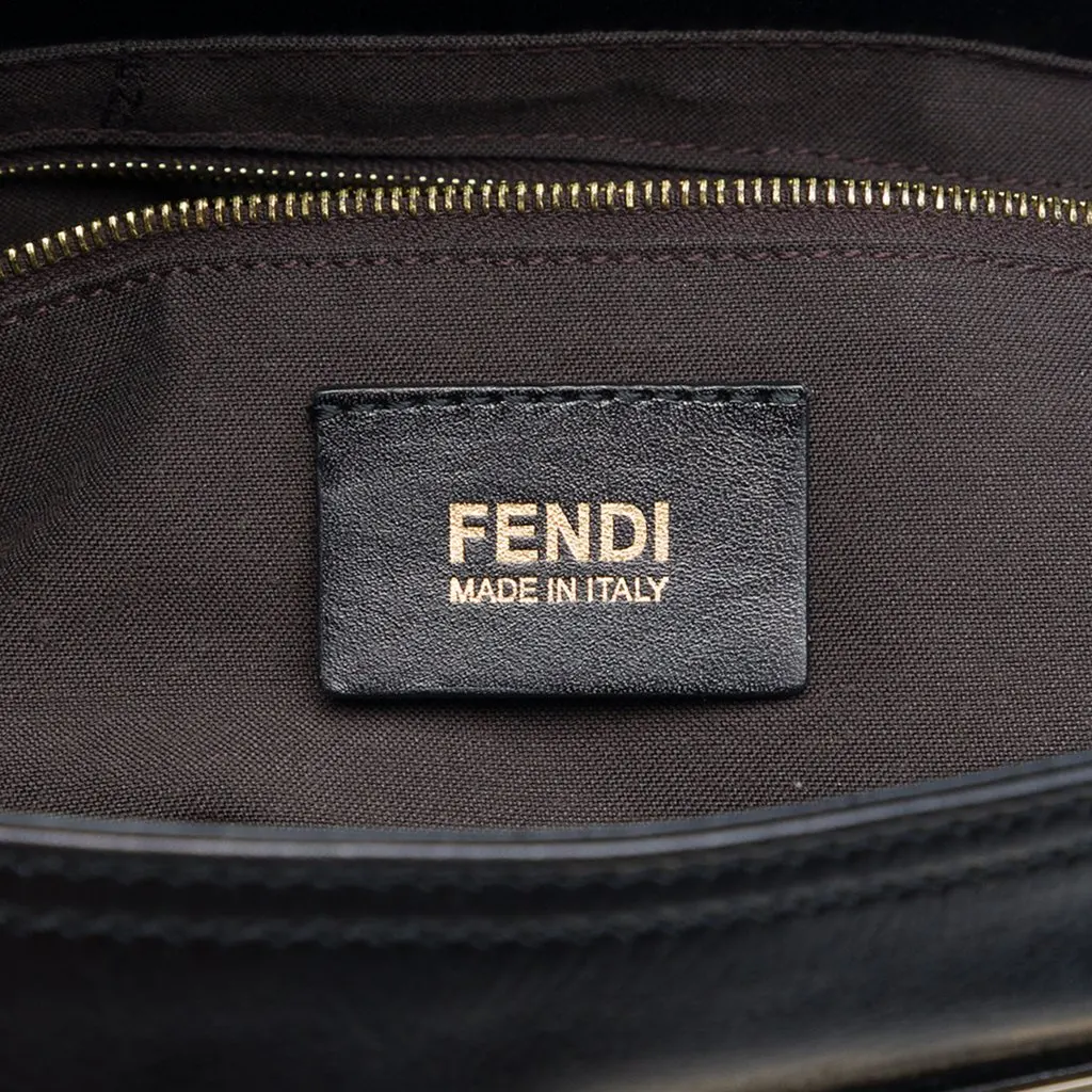 Fendi Leather Maxi Baguette Flap Bag Black Leather Very good - Box View