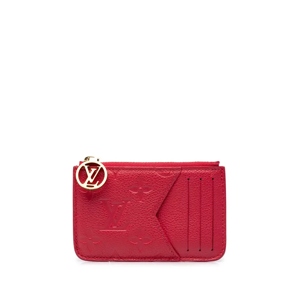 Louis Vuitton Monogram Empreinte Romy Card Holder Red Leather Good - Front View