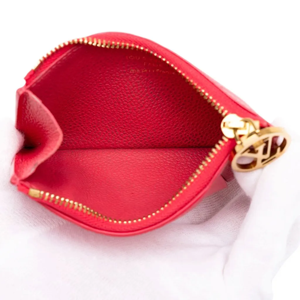 Louis Vuitton Monogram Empreinte Romy Card Holder Red Leather Good - Model View