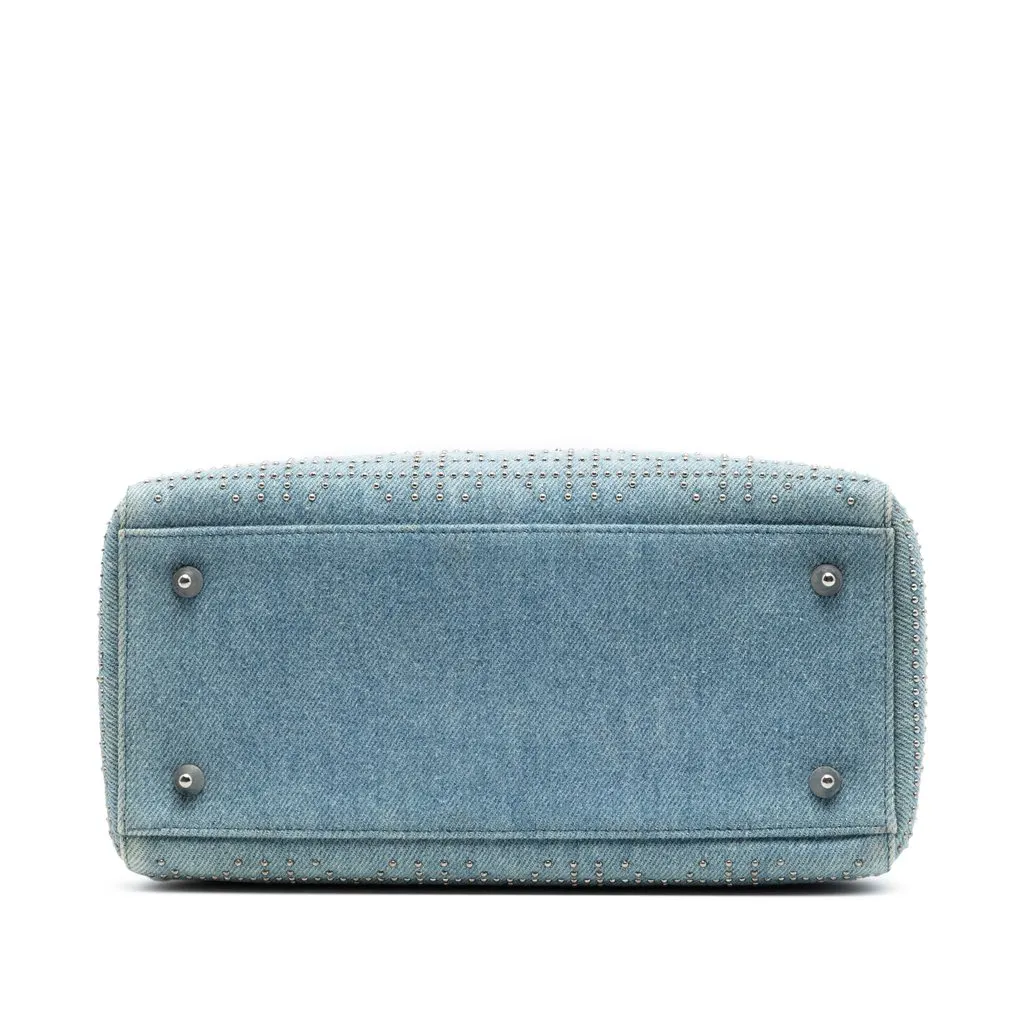 Dior Medium Denim Cannage Studded Lady Dior Blue Good - Inside View