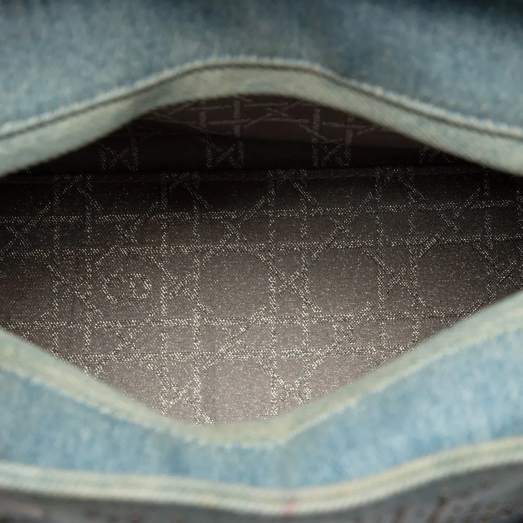 Dior Medium Denim Cannage Studded Lady Dior Blue Good - Model View