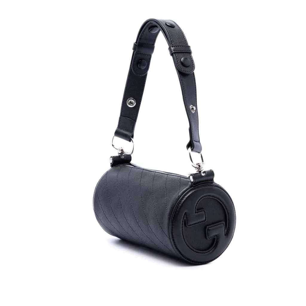 Gucci Mini Leather Blondie Barrel Shoulder Bag Black Leather Very good - Back View