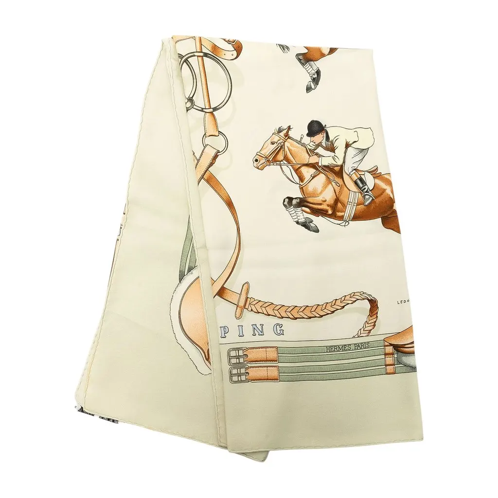 Hermès Jumping Silk Scarf 90 Brown Silk Very good - Front View