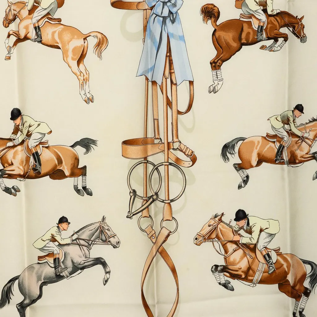 Hermès Jumping Silk Scarf 90 Brown Silk Very good - Back View