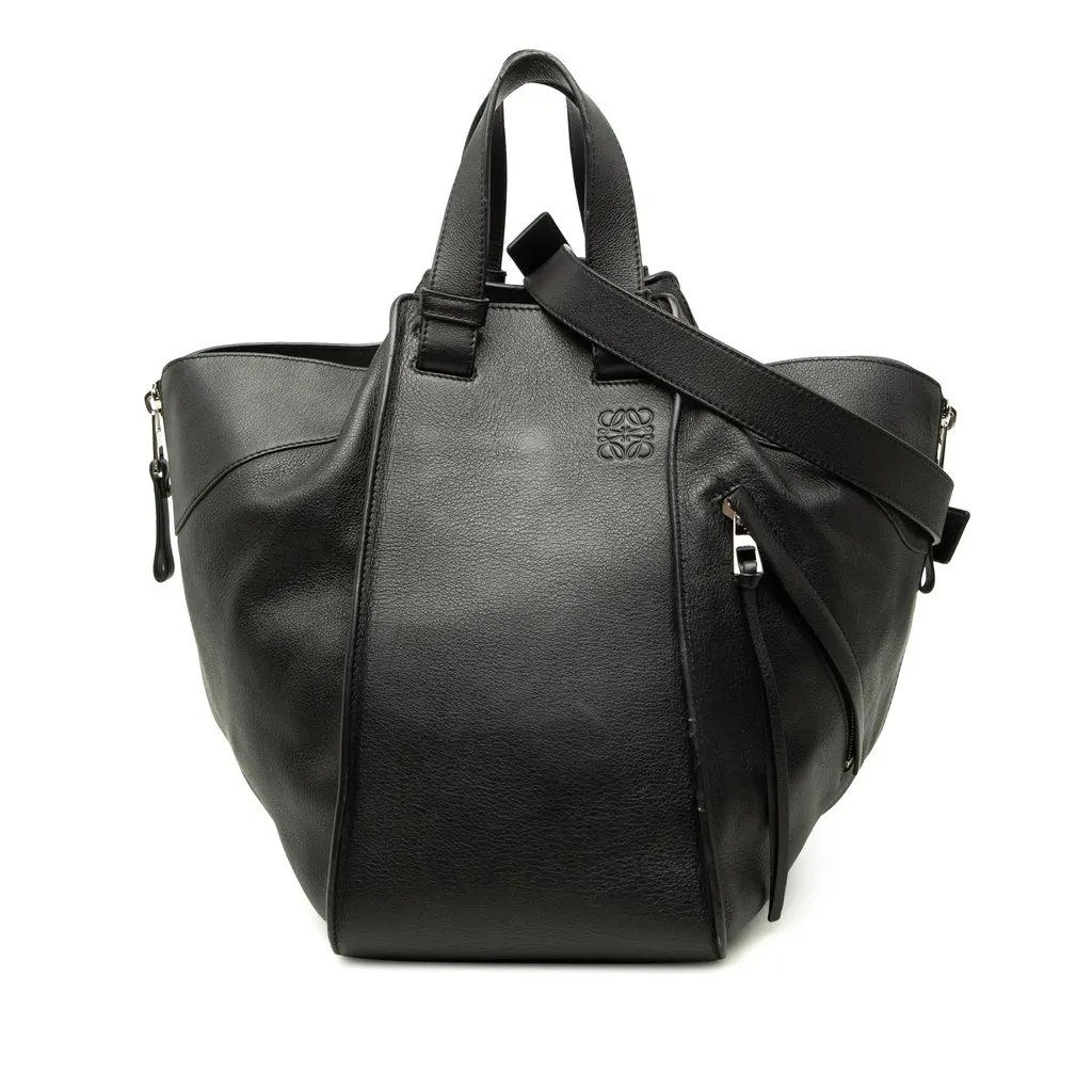 LOEWE Medium Leather Hammock Satchel Black Leather Very good - Front View