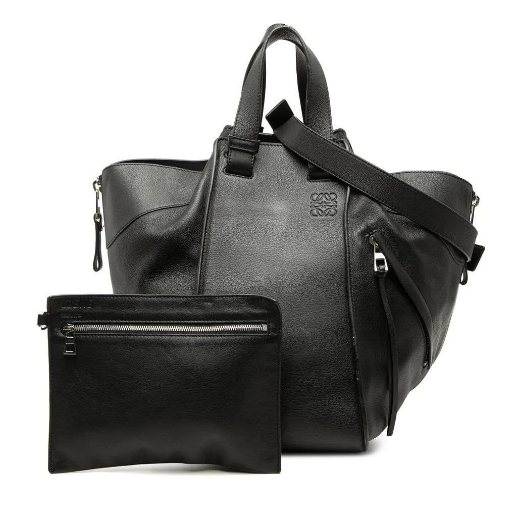 LOEWE Medium Leather Hammock Satchel Black Mini Leather