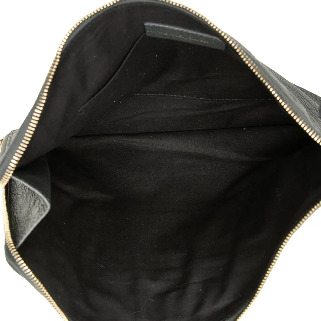 Balenciaga Lambskin Motocross Giant 12 Zip Around Flat Clutch Black Leather Very good - Model View