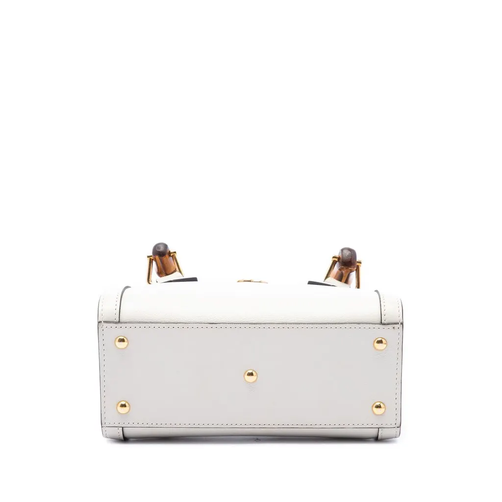 Gucci Mini Calfskin Bamboo Diana Satchel White Leather Very good - Inside View