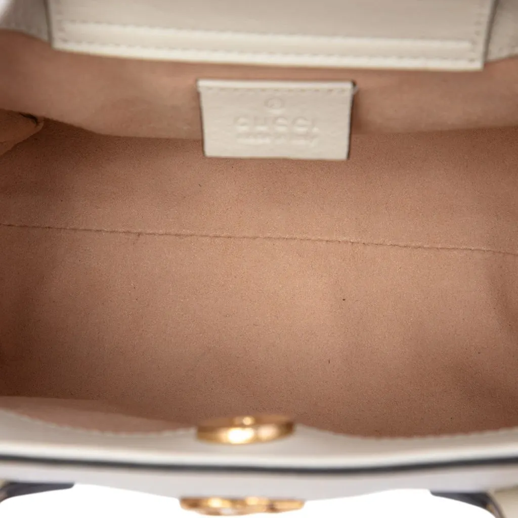 Gucci Mini Calfskin Bamboo Diana Satchel White Leather Very good - Model View