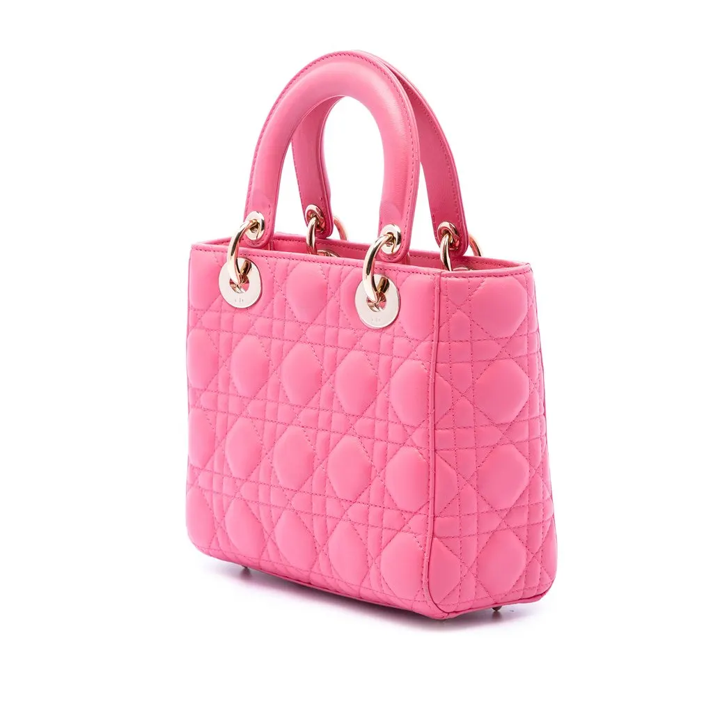 Dior Small Lambskin Cannage My ABCDior Lady Dior Pink Leather Very good - Back View