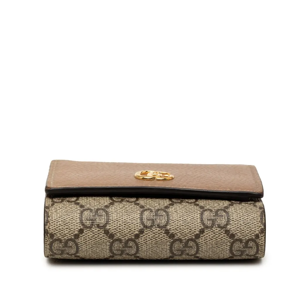 Gucci Bicolor GG Marmont Calfskin and GG Supreme Bifold Wallet Beige Leather Very good - Inside View