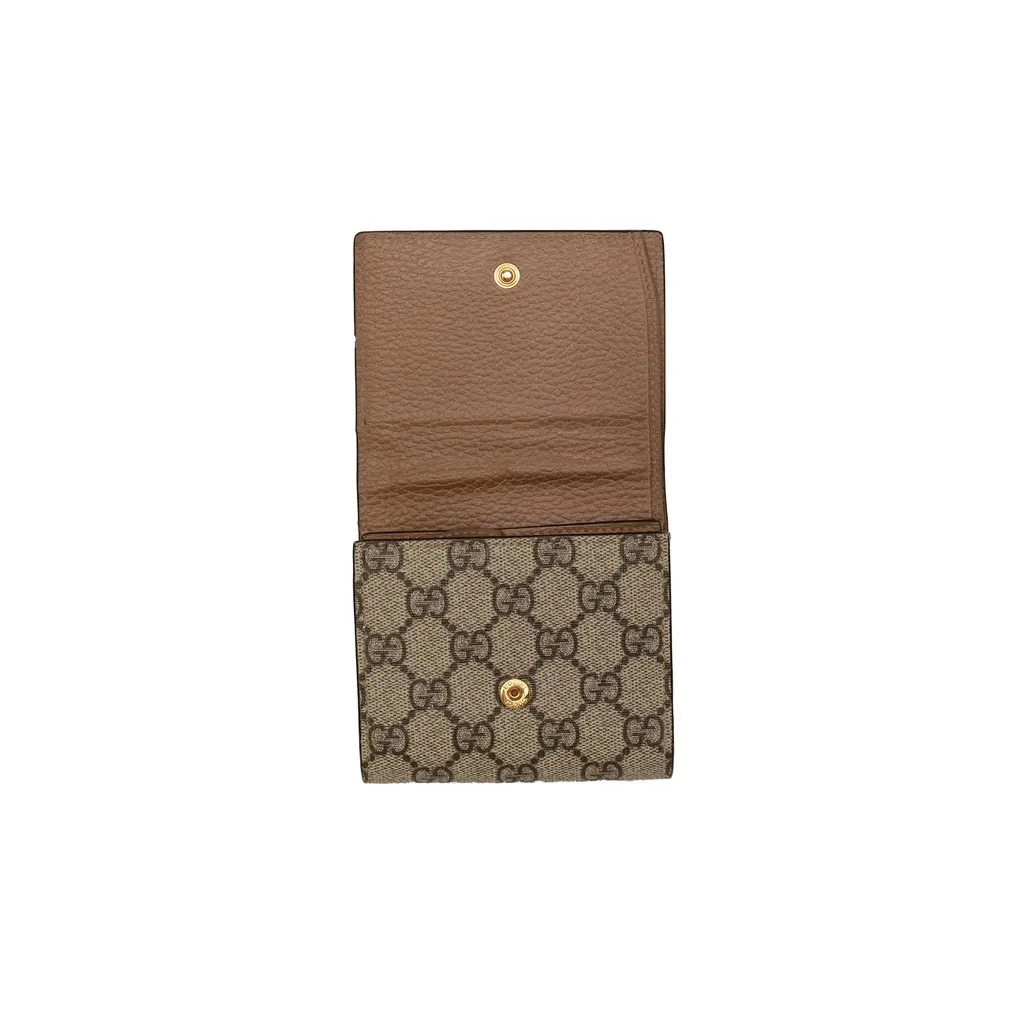 Gucci Bicolor GG Marmont Calfskin and GG Supreme Bifold Wallet Beige Leather Very good - Model View