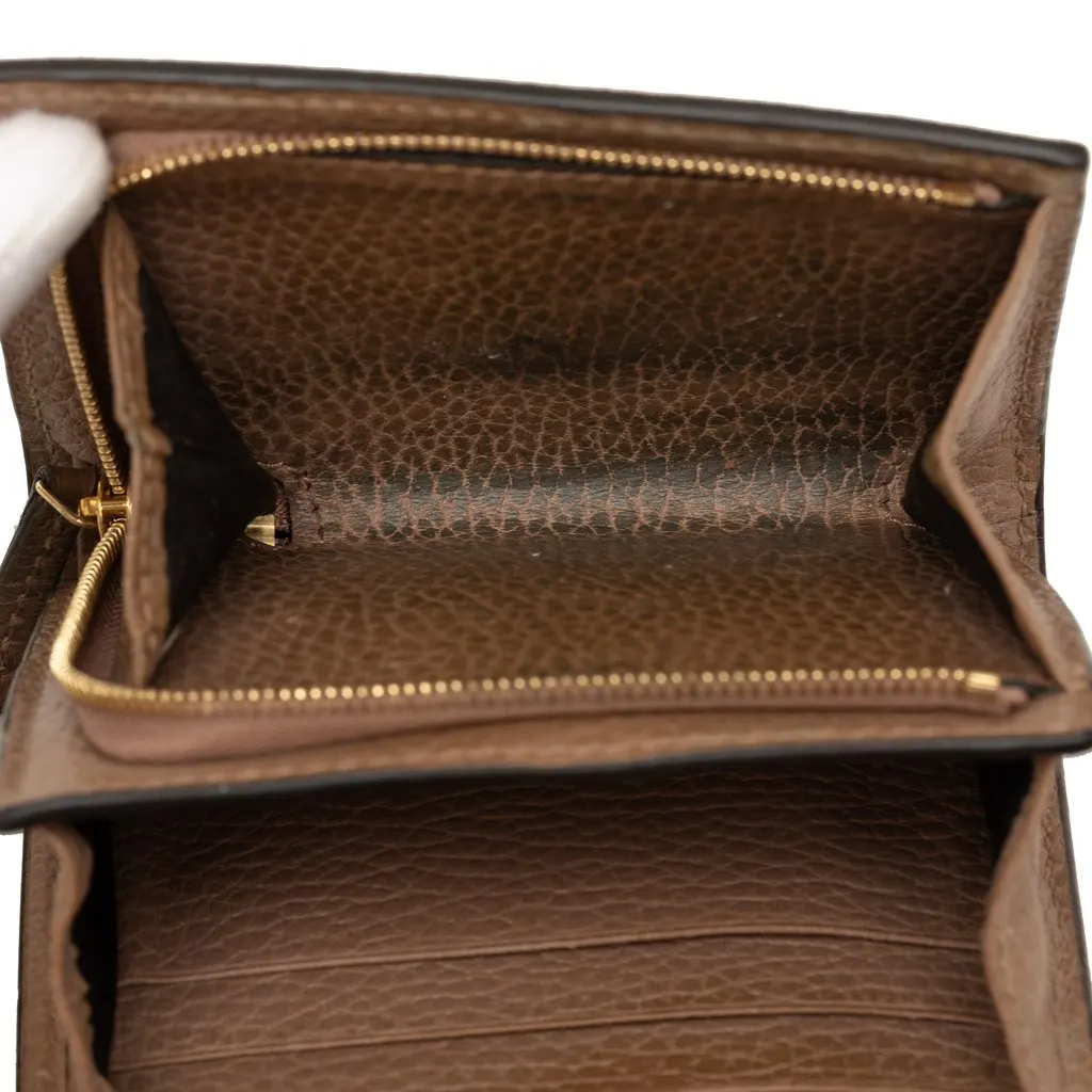 Gucci Bicolor GG Marmont Calfskin and GG Supreme Bifold Wallet Beige Leather Very good - Box View