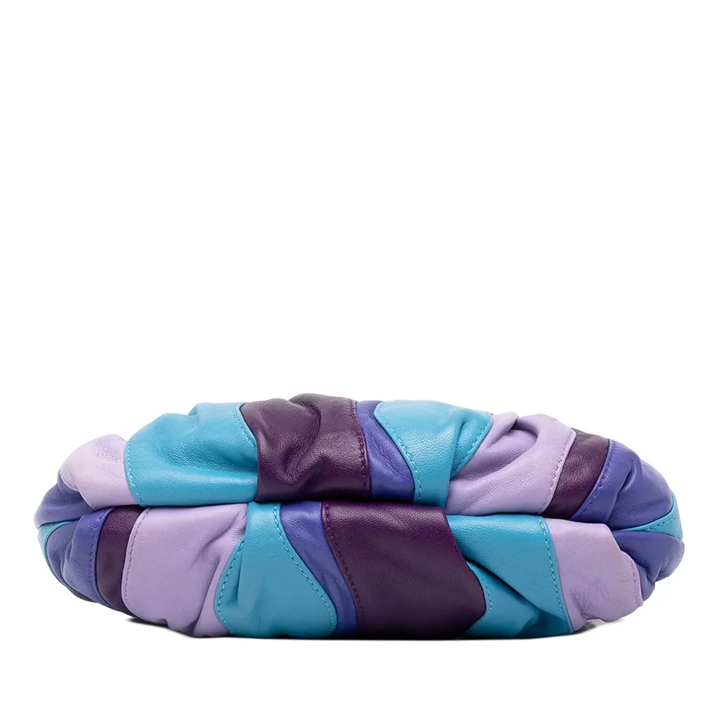 Prada Nappa Trembled Blossoms Stripes Clutch Purple Leather Good - Inside View