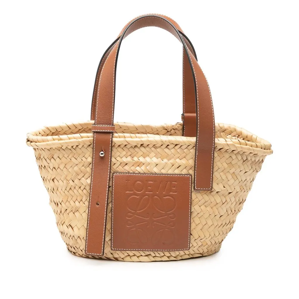 Loewe Small Raffia Anagram Basket Bag Beige Very good - Front View