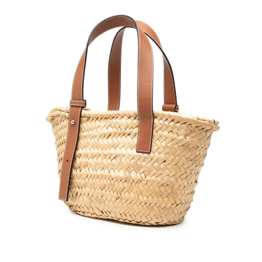 Loewe Small Raffia Anagram Basket Bag Beige Very good - Back View