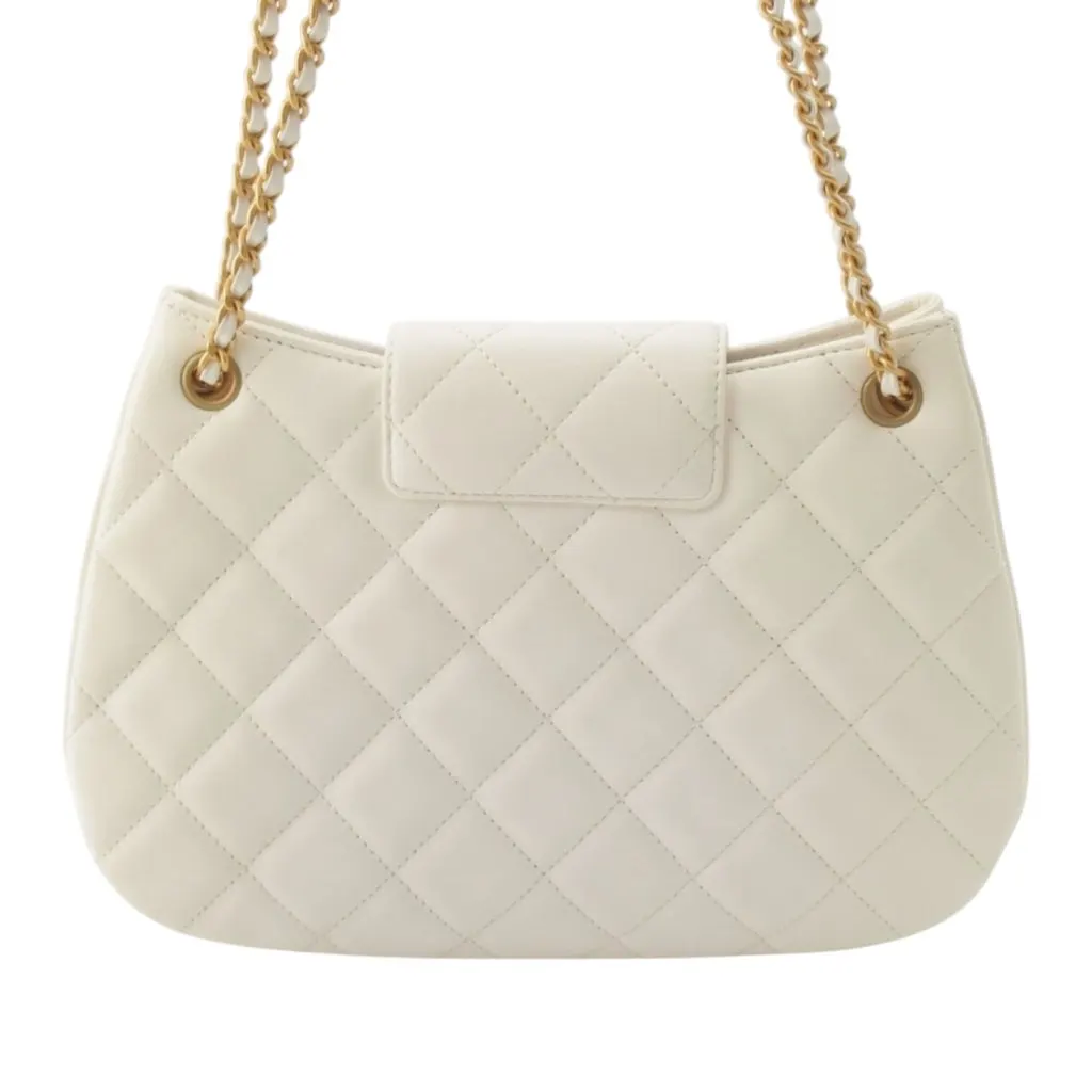 Chanel CC Quilted Lambskin Shoulder Bag White Leather Very good - Box View