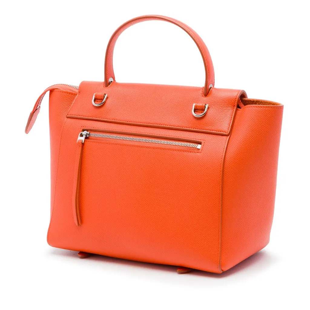 Celine Micro Grained Calfskin Belt Bag Orange Leather Good - Back View