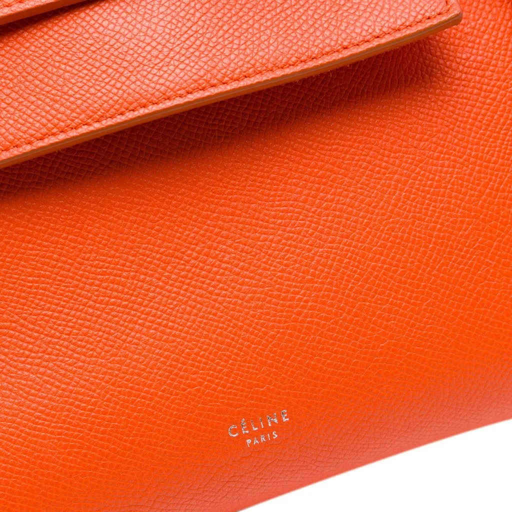 Celine Micro Grained Calfskin Belt Bag Orange Leather Good - Box View