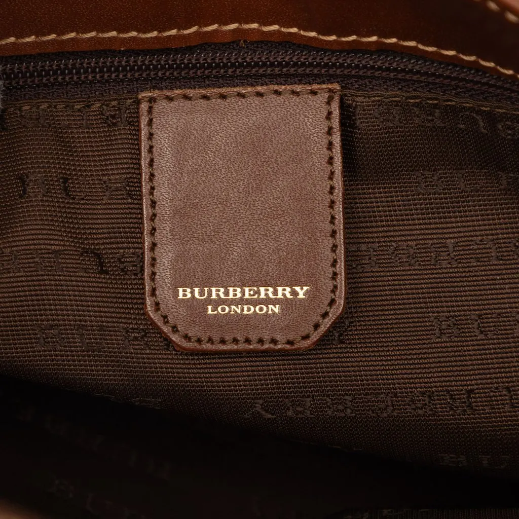 Burberry Mini Haymarket Check Coated Canvas Tote Beige Canvas Good - Box View